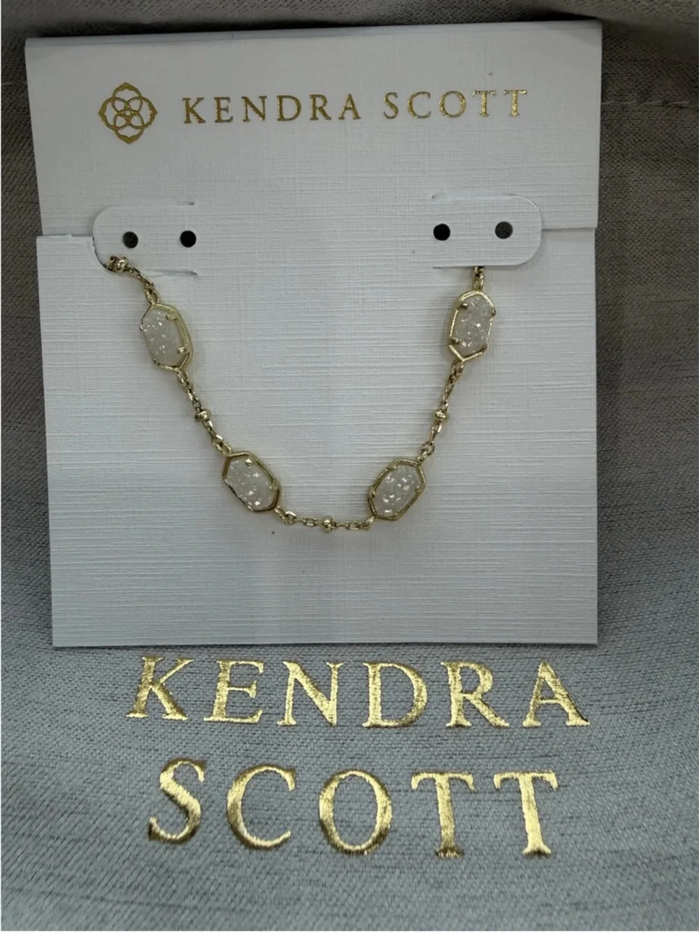 Kendra Scott Gold Tone Brooch with White Drusy Insets